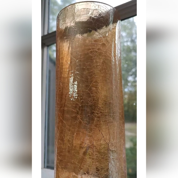 Vintage Cylinder Peach Crackle Glass Hurricane Chimney Shade 8.5" x 3.5" - Picture 6 of 7